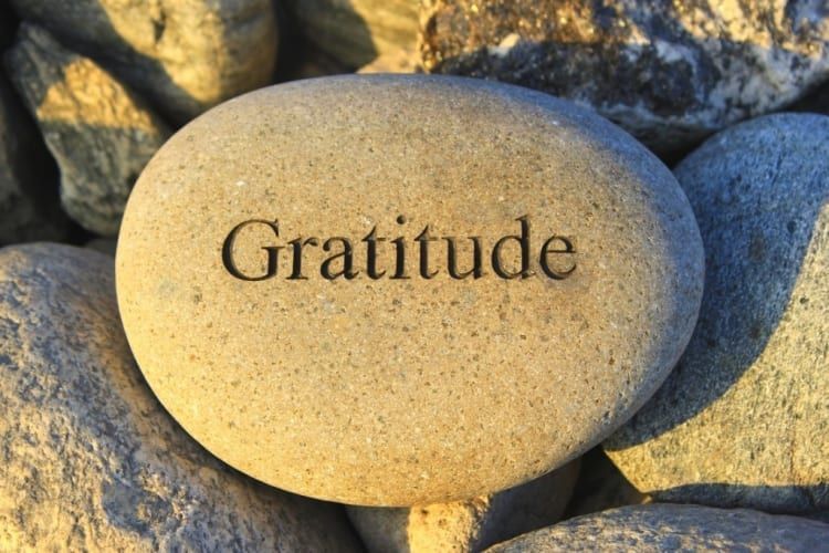 Image of a rock with the word "gratitude" on it